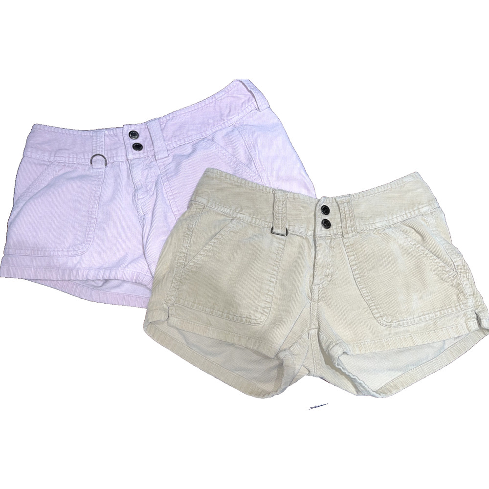 Aeropostale Women's Utility Surplus Corduroy Shorts LOT of 2 Pink Tan Sz 0